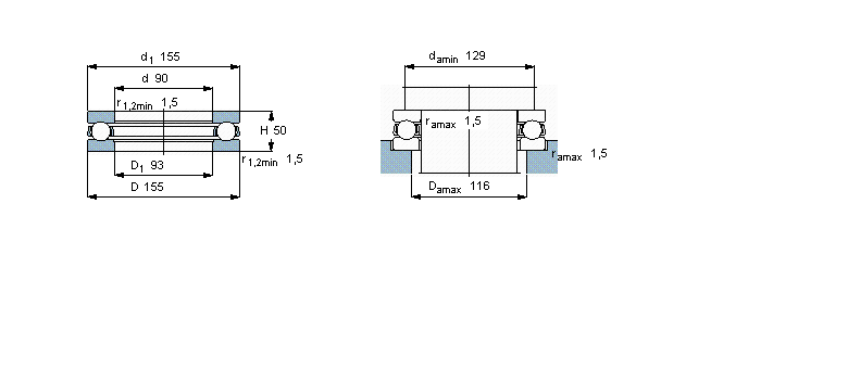SKF 推力球軸承, 單向51318樣本圖片