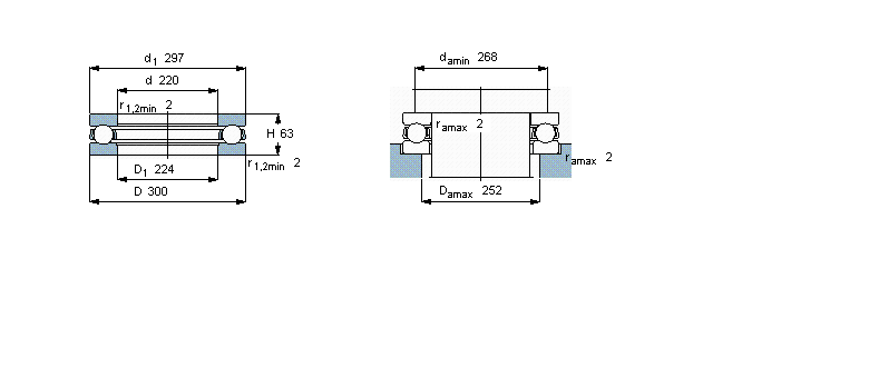 SKF 推力球軸承, 單向51244M樣本圖片