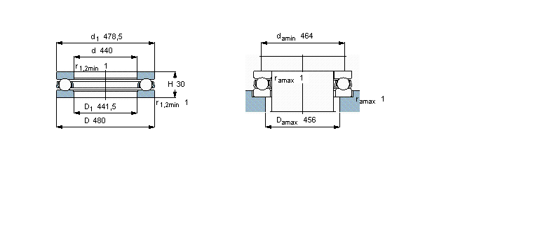 SKF 推力球軸承, 單向51088F樣本圖片