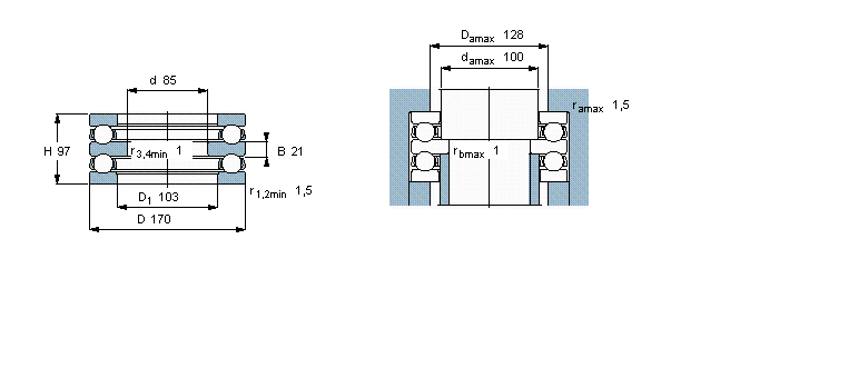 SKF 推力球軸承, 雙向52320樣本圖片