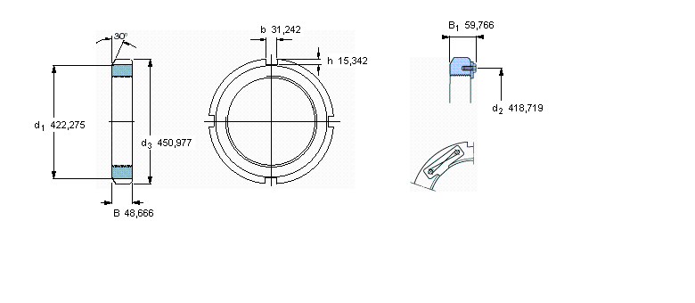 SKF N和AN鎖定螺母, 英制尺寸N076樣本圖片