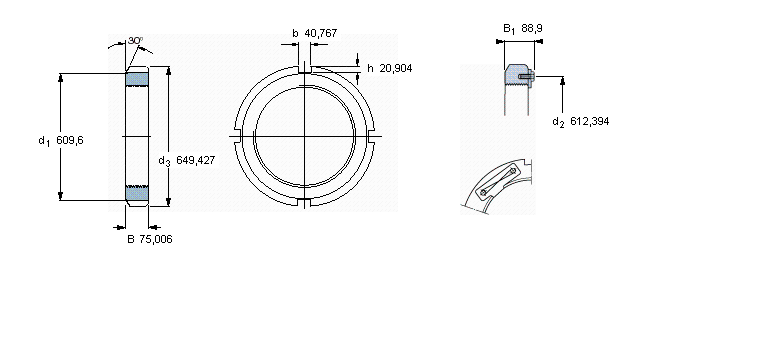 SKF N和AN鎖定螺母, 英制尺寸N560樣本圖片