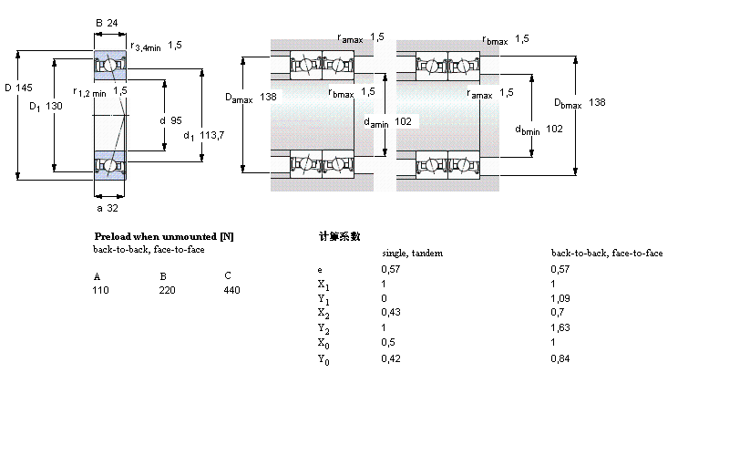 SKF 角接觸球軸承, 精密, S .. FB, sealed, contact angle 18&deg;S7019FB/P7樣本圖片