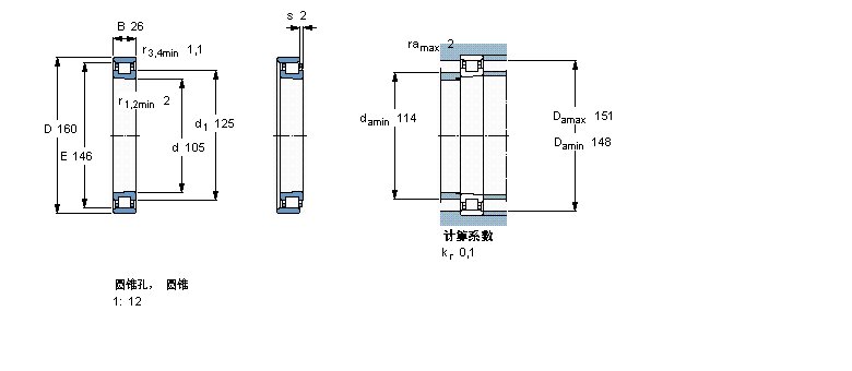 SKF 圓柱滾子軸承,單列, 精密, 陶瓷混合軸承, PEEKN1021KTNHA/HC5SP樣本圖片