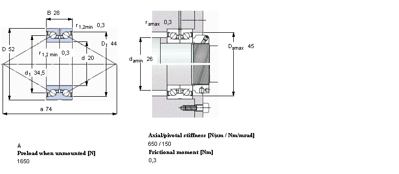SKF 角接觸推力球軸承 for screw drives, double directionBEAS020052-2RS樣本圖片