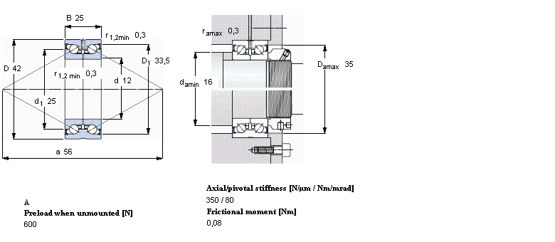 SKF 角接觸推力球軸承 for screw drives, double directionBEAS012042-2Z樣本圖片
