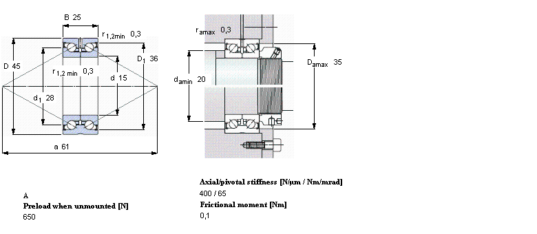 SKF 角接觸推力球軸承 for screw drives, double directionBEAS015045-2Z樣本圖片