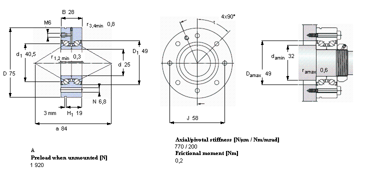 SKF 角接觸推力球軸承 for screw drives, double direction, for bolt mountingBEAM025075-2Z/PE樣本圖片