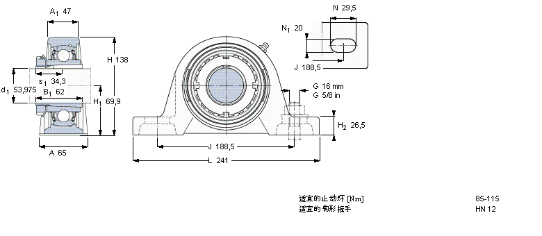 SKF Y-型立式軸承座單元, 鑄造軸承座，緊定套SYJ60KF樣本圖片