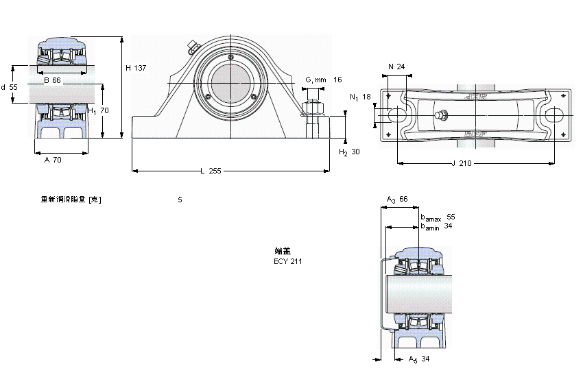 SKF 滾子軸承立式軸承座單元, SKF ConCentra, locating units, labyrinth sealsSYNT55FTS樣本圖片