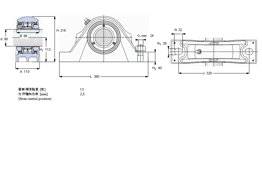 SKF 滾子軸承立式軸承座單元, SKF ConCentra, non-locating units, labyrinth sealsSYNT90LTS樣本圖片