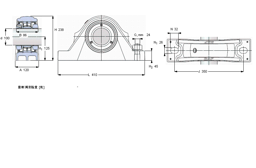SKF 滾子軸承立式軸承座單元, SKF ConCentra, locating units, relubrication-free (double-lip seals)SYNT100FW樣本圖片