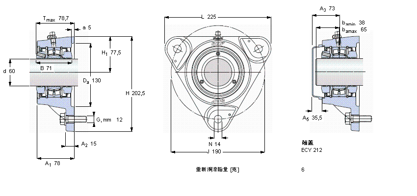 SKF 帶法蘭的滾子軸承單元, SKF ConCentra, locating unitsFYNT60F樣本圖片