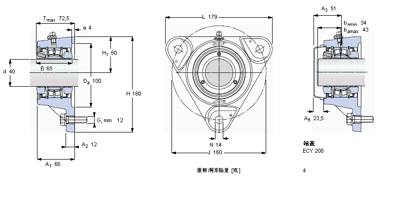 SKF 帶法蘭的滾子軸承單元, SKF ConCentra, locating unitsFYNT40F樣本圖片