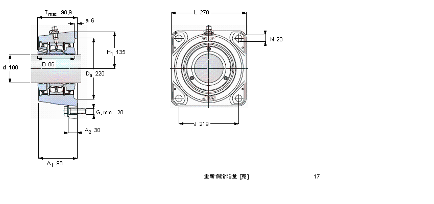SKF 帶法蘭的滾子軸承單元, SKF ConCentra, locating unitsFYNT100F樣本圖片