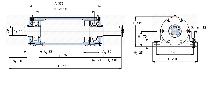SKF 雙軸承單元, PDNB單元PDNB212樣本圖片