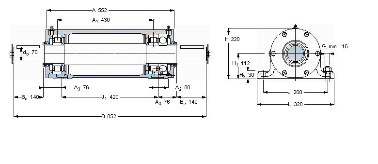 SKF 雙軸承單元, PDRJ單元PDRJ316樣本圖片