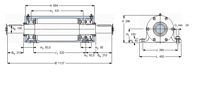 SKF 雙軸承單元, PDRJ單元PDRJ322樣本圖片