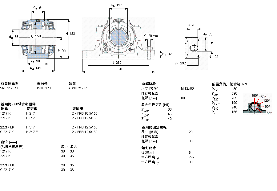 SKF 剖分立式軸承座, SNL，用于緊定套上的軸承，帶標(biāo)準(zhǔn)密封，油封SNL517TURU樣本圖片