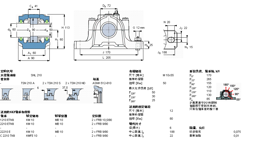 SKF 剖分立式軸承座, SNL，用于緊定套上的軸承，帶油封，標準密封SNL210樣本圖片