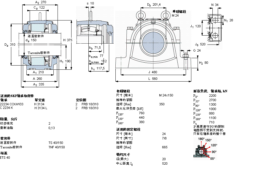 SKF 剖分立式軸承座, 大型SNL, 用于安裝緊定套軸承，標準密封, 為公尺軸軸承座SNL3040樣本圖片