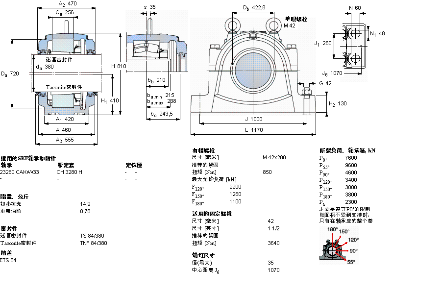 SKF 剖分立式軸承座, 大型SNL, 用于安裝緊定套軸承，標準密封, 為公尺軸軸承座SNL3280F樣本圖片
