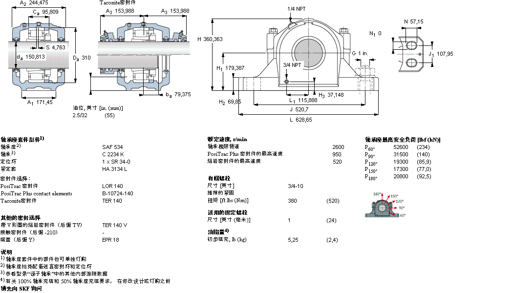 SKF 剖分立式軸承座, SAF 系列 - 裝在緊定套上的 CARB 軸承SAFC2534樣本圖片