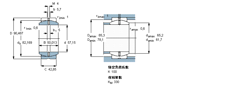 SKF 需要維護的徑向球面滑動軸承, 鋼對鋼, 無密封件,帶英制尺寸GEZ204ES樣本圖片