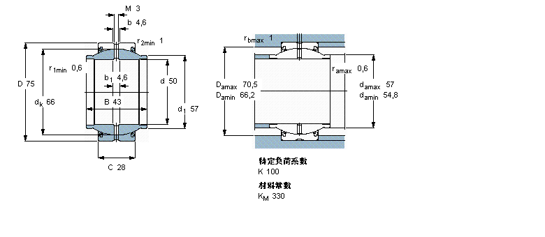 SKF 需要維護(hù)的徑向球面滑動(dòng)軸承, 鋼對(duì)鋼，延長(zhǎng)內(nèi)圈, 兩面密封件GEM50ES-2RS樣本圖片