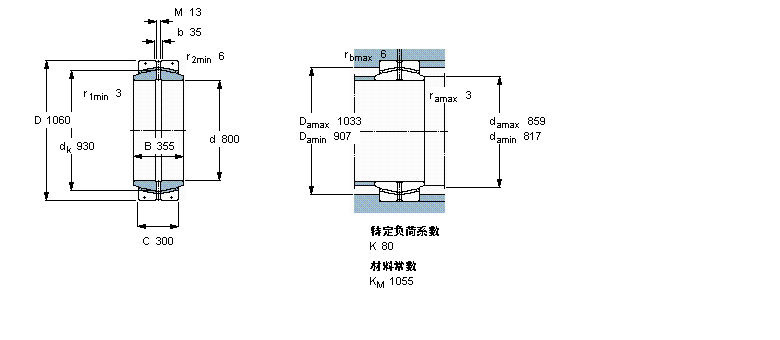 SKF 免維護(hù)徑向球面滑動軸承, 鋼/PTFE復(fù)合材料GEC800FBAS樣本圖片