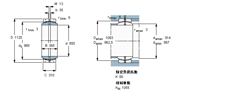 SKF 免維護(hù)徑向球面滑動(dòng)軸承, 鋼/PTFE復(fù)合材料GEC850FBAS樣本圖片