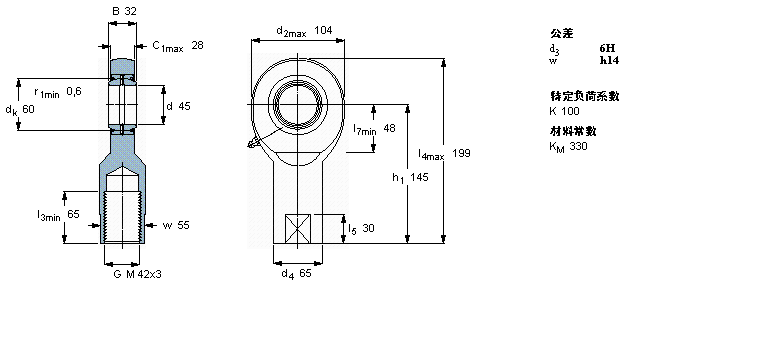 SKF 需要維護的桿端, 鋼對鋼，陰螺紋, 兩面密封件SILA45ES-2RS樣本圖片