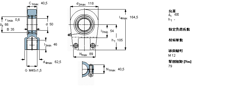 SKF 需要維護(hù)的桿端, 鋼對(duì)鋼，陰螺紋，用于液壓滾筒SIR50ES樣本圖片