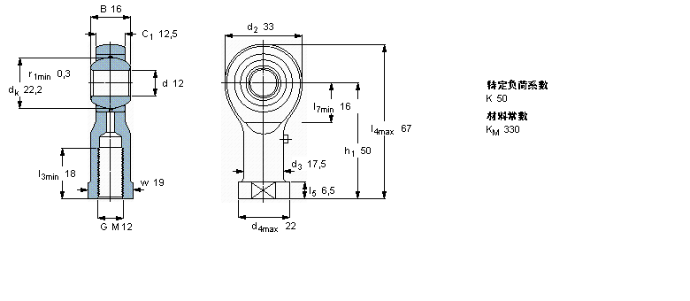 SKF 需要維護(hù)的桿端, 鋼對青銅，陰螺紋SIKAC12M樣本圖片