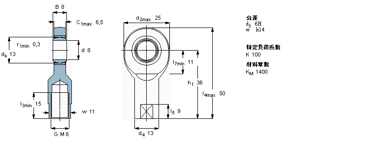 SKF 免維護(hù)桿端, 陰螺紋, 鋼/燒結(jié)銅復(fù)合材料SIL8C樣本圖片
