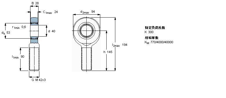SKF 免維護桿端, 陽螺紋, 鋼/PTFE織物 , 兩面密封件SA40TXE-2LS樣本圖片