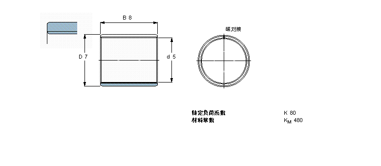 SKF 復(fù)合干滑動軸套, 帶公制尺寸PCM050708E樣本圖片